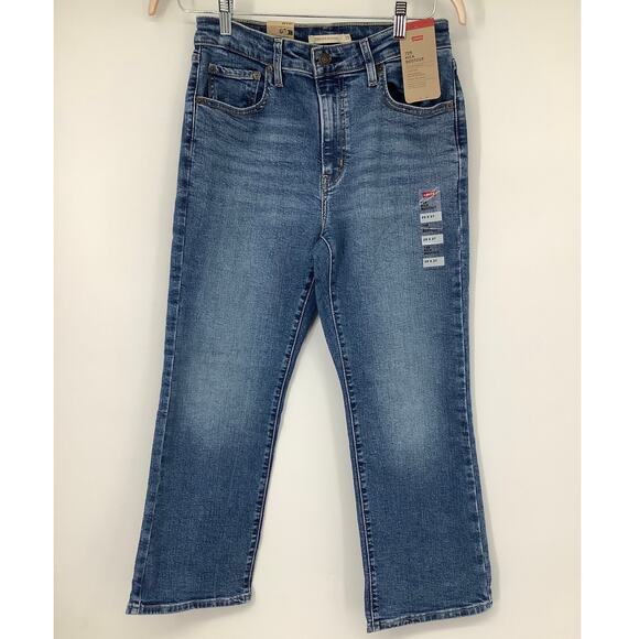 Levis Womens 29 Blue Medium Wash 725 Kick Bootcut Jeans High Rise Stretch F4-4 - Picture 2 of 9